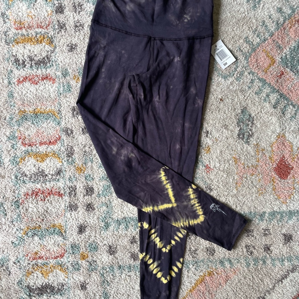 Dark navy and Yellow Tie-Dye Leggings